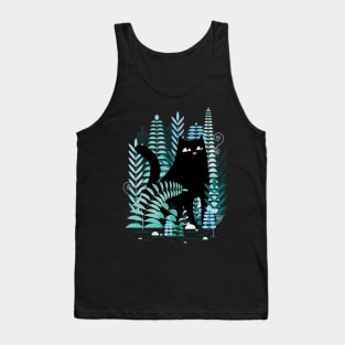 The Ferns (Black Cat on Green) Tank Top